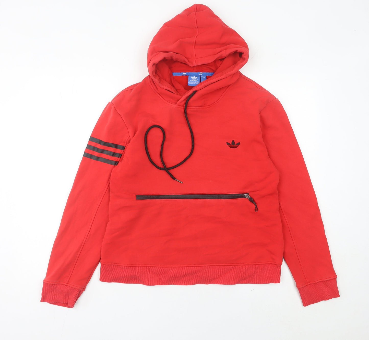 Adidas Womens Red Pullover Hoodie Size 14 Logo Zip Pocket Jumper