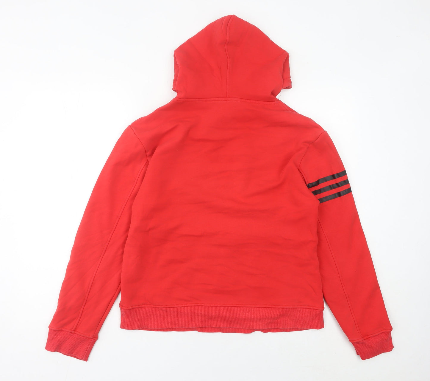 Adidas Womens Red Pullover Hoodie Size 14 Logo Zip Pocket Jumper