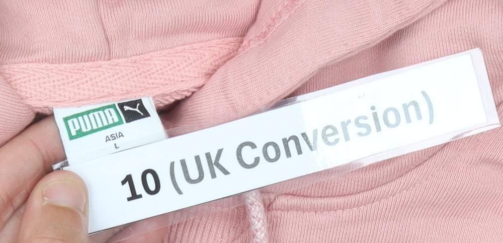 Puma Womens Pink Pullover Hoodie Size 10 Regular Fit Cotton