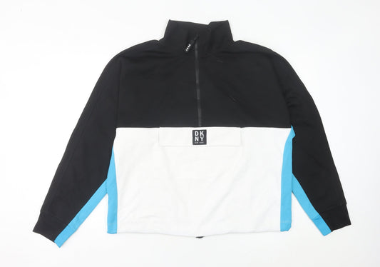 DKNY Sport Women's Black White Blue 1/2 Zip Sweatshirt Size L