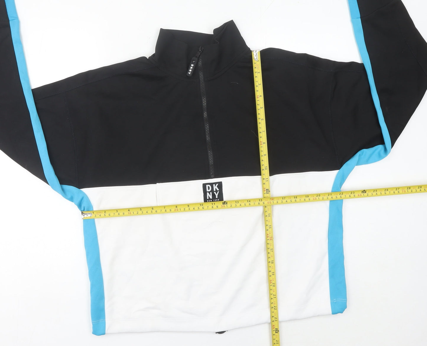 DKNY Sport Women's Black White Blue 1/2 Zip Sweatshirt Size L