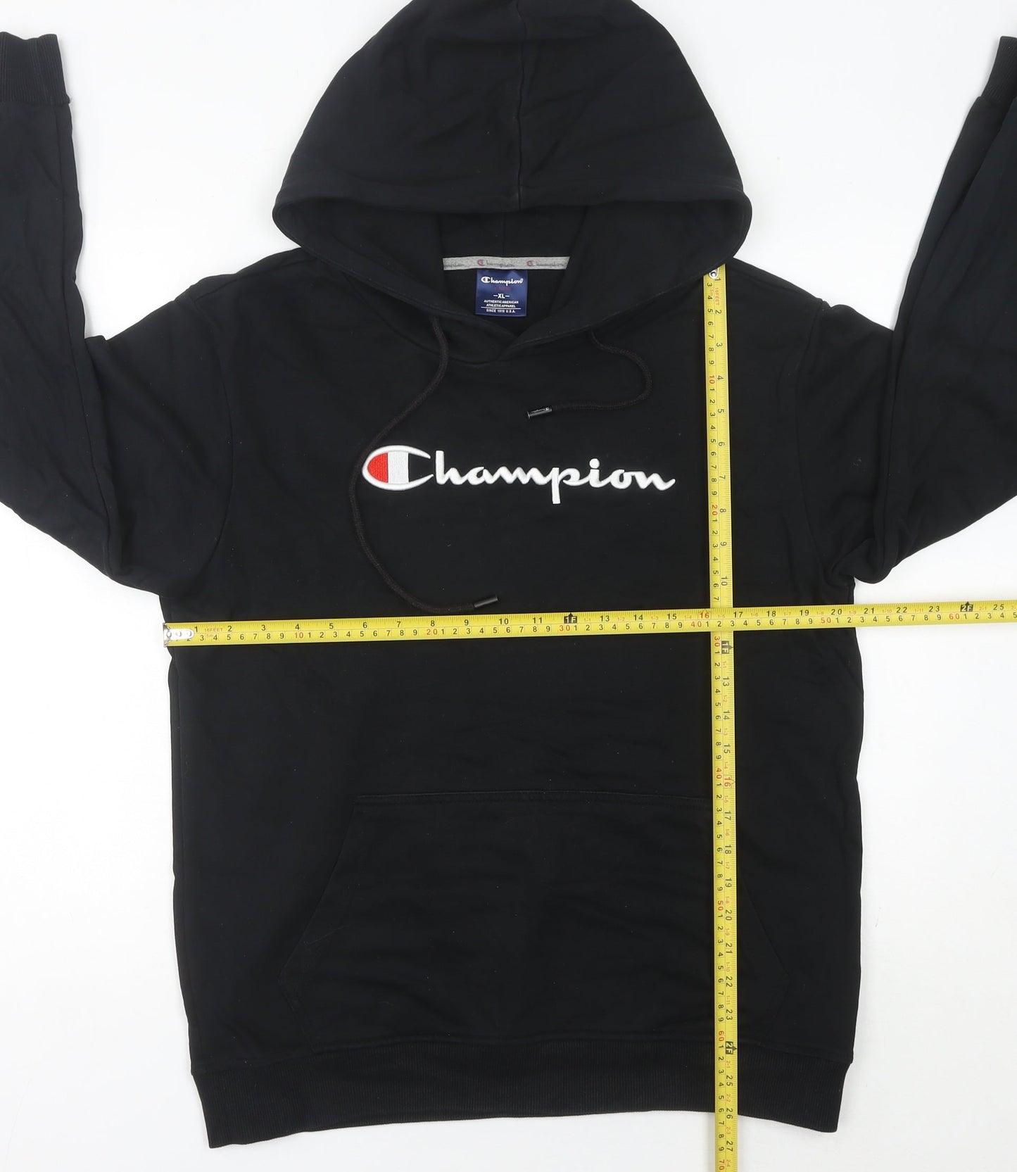 Champion Womens Black Hoodie UK 12 Pullover Logo Sweatshirt