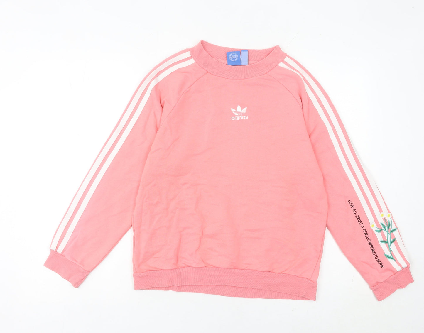 Adidas Women’s Pink Sweatshirt UK 10 Cotton Crew Neck Logo