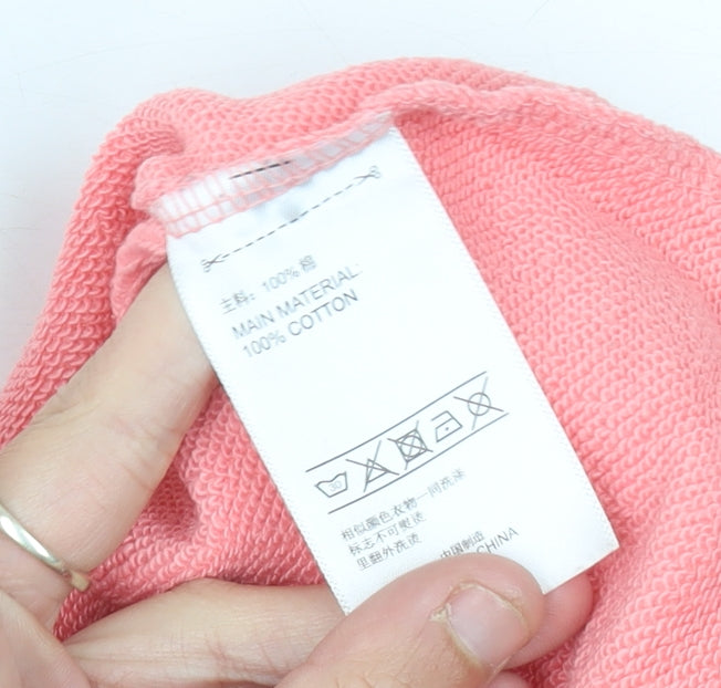 Adidas Women’s Pink Sweatshirt UK 10 Cotton Crew Neck Logo