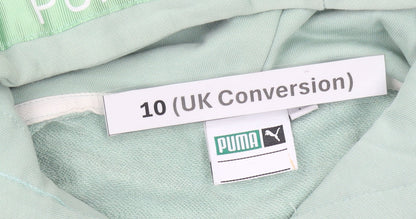 Puma Women’s Green Pullover Hoodie Size 10 Cotton Logo Sportswear