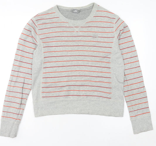 Nike Womens Grey Striped Sweatshirt UK 10 Crew Neck Long Sleeve