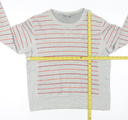 Nike Womens Grey Striped Sweatshirt UK 10 Crew Neck Long Sleeve