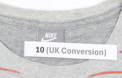 Nike Womens Grey Striped Sweatshirt UK 10 Crew Neck Long Sleeve