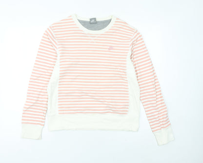 Nike Womens Pink White Striped Sweatshirt UK 12 Cotton Blend