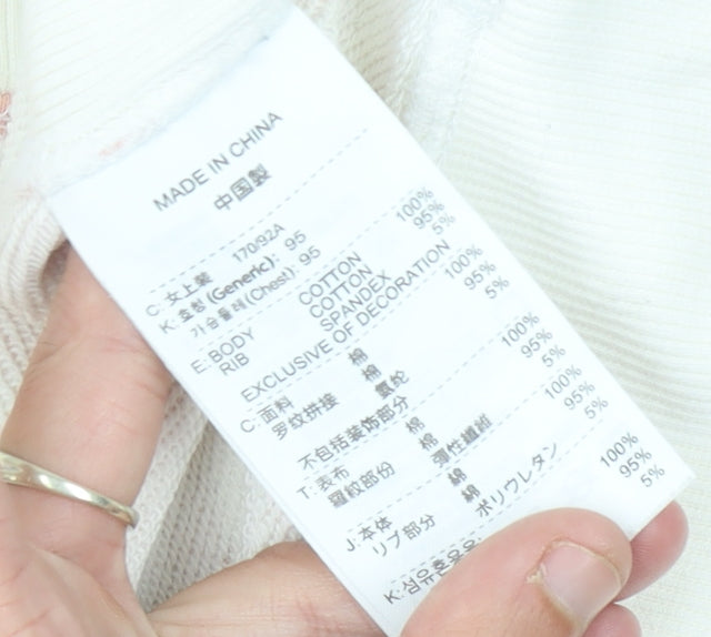 Nike Womens Pink White Striped Sweatshirt UK 12 Cotton Blend