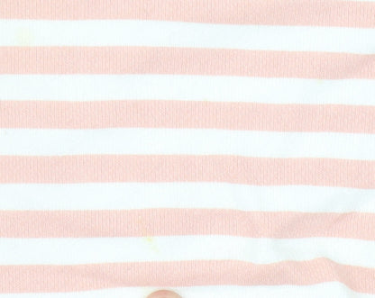 Nike Womens Pink White Striped Sweatshirt UK 12 Cotton Blend