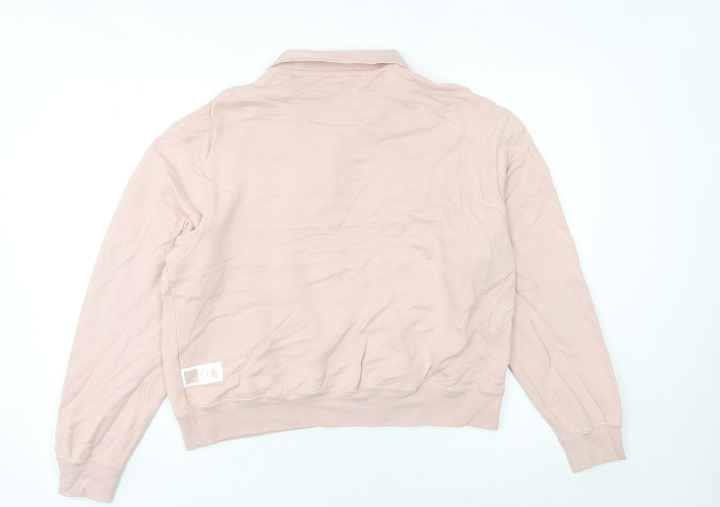 Nike Womens Pink Collared Sweatshirt Size 12 Cotton Oversized Fit