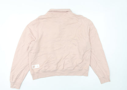 Nike Womens Pink Collared Sweatshirt Size 12 Cotton Oversized Fit