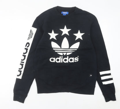 Adidas Women Black Size 10 Pullover Sweatshirt Logo Crew Neck