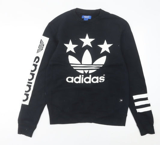 Adidas Women Black Size 10 Pullover Sweatshirt Logo Crew Neck