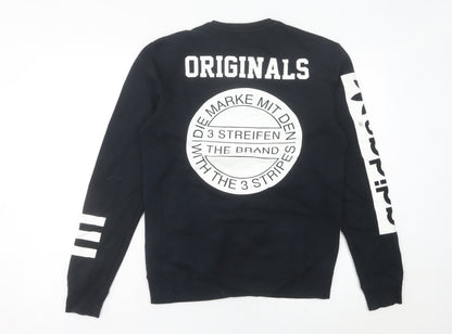 Adidas Women Black Size 10 Pullover Sweatshirt Logo Crew Neck