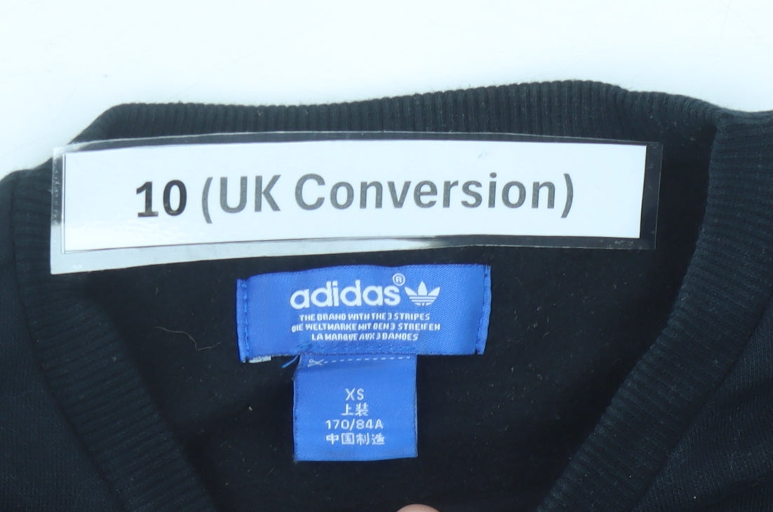 Adidas Women Black Size 10 Pullover Sweatshirt Logo Crew Neck