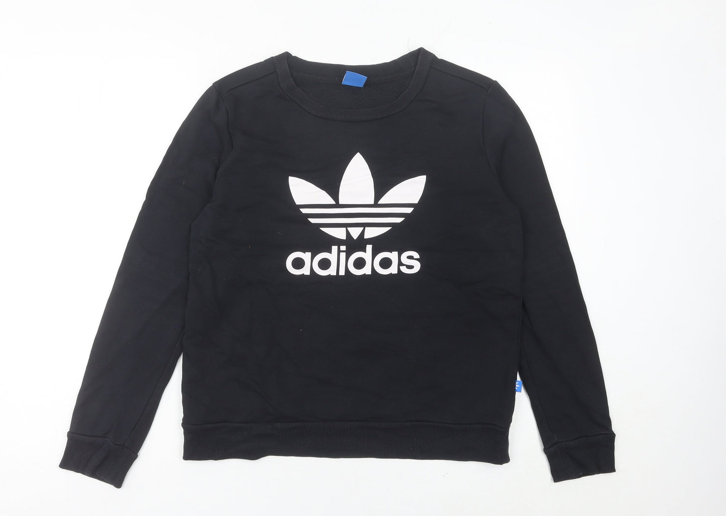 Adidas Womens Black Crew Neck Sweatshirt Size 10 Logo Print