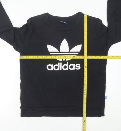 Adidas Womens Black Crew Neck Sweatshirt Size 10 Logo Print
