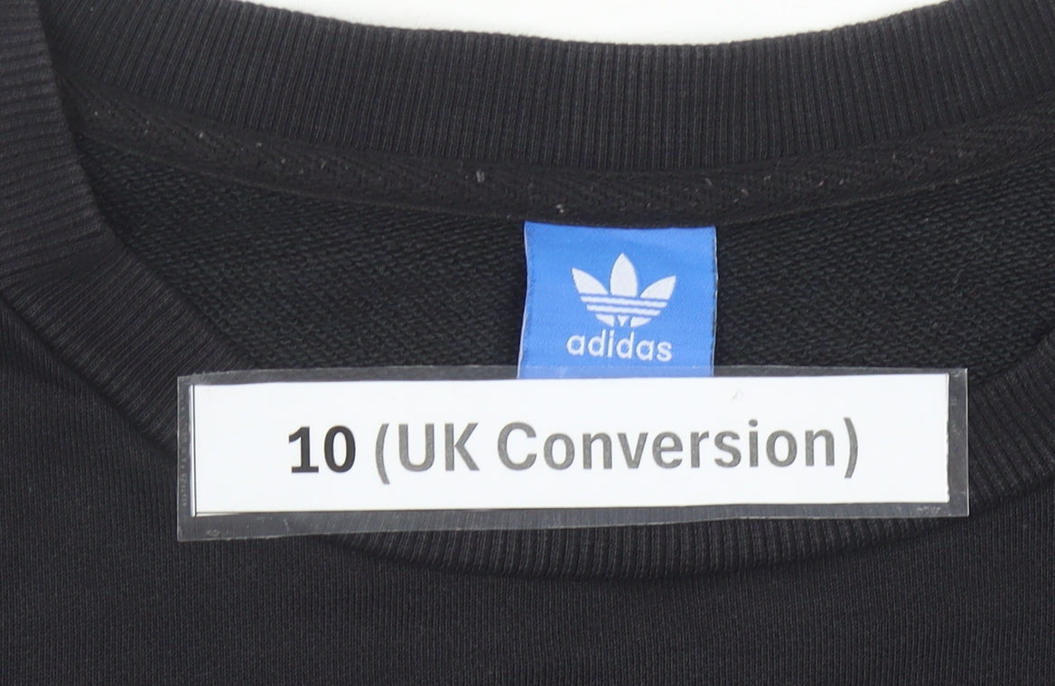 Adidas Womens Black Crew Neck Sweatshirt Size 10 Logo Print