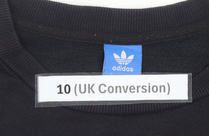 Adidas Womens Black Crew Neck Sweatshirt Size 10 Logo Print