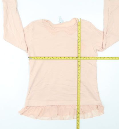 Adidas Women’s Pink Sweatshirt UK 12 Ruffle Hem Long Sleeve Pullover