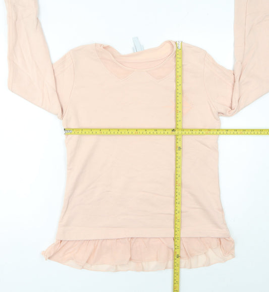 Adidas Women’s Pink Sweatshirt UK 12 Ruffle Hem Long Sleeve Pullover