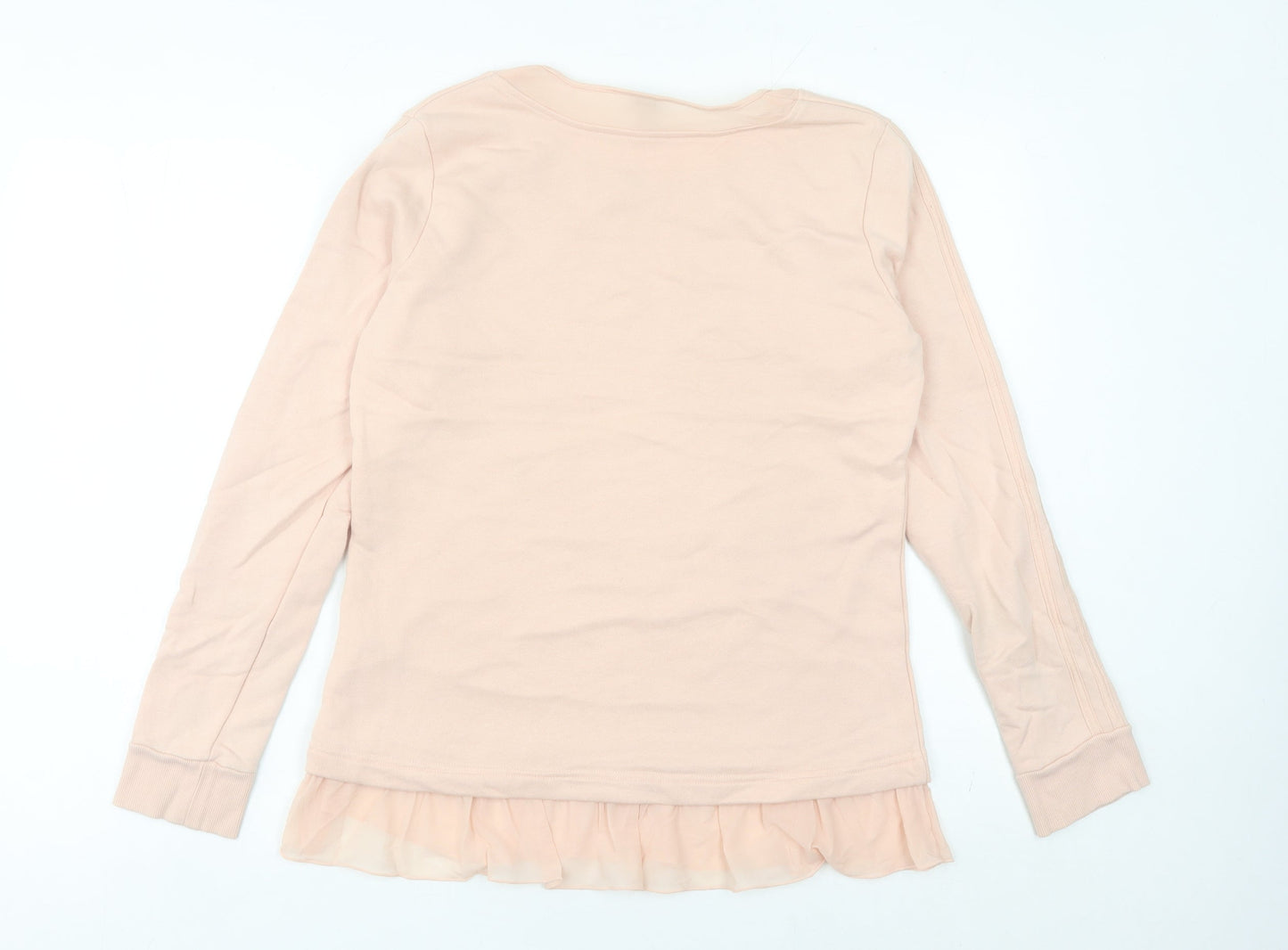 Adidas Women’s Pink Sweatshirt UK 12 Ruffle Hem Long Sleeve Pullover