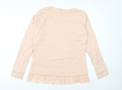 Adidas Women’s Pink Sweatshirt UK 12 Ruffle Hem Long Sleeve Pullover