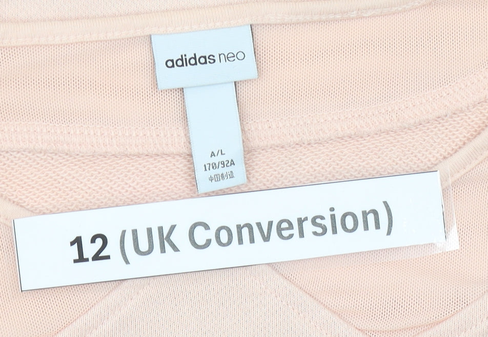 Adidas Women’s Pink Sweatshirt UK 12 Ruffle Hem Long Sleeve Pullover