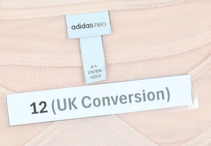 Adidas Women’s Pink Sweatshirt UK 12 Ruffle Hem Long Sleeve Pullover