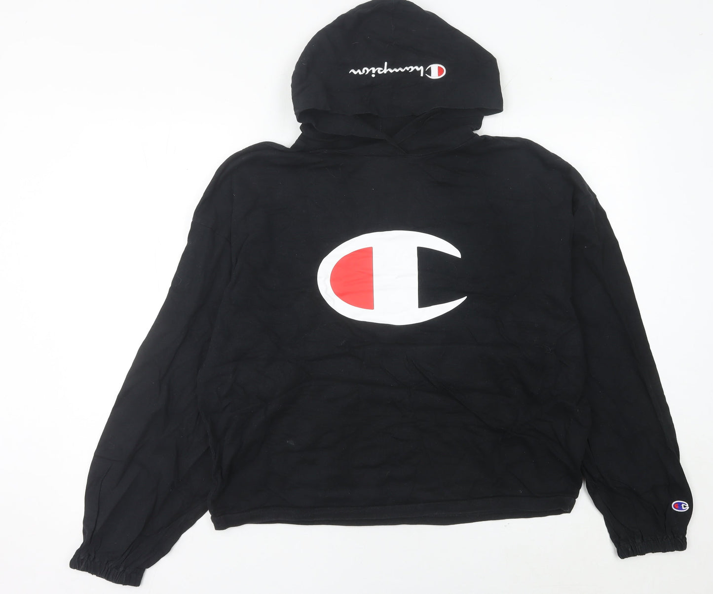 Champion Women's Black Pullover Hoodie Size 10 UK L Logo Sportswear