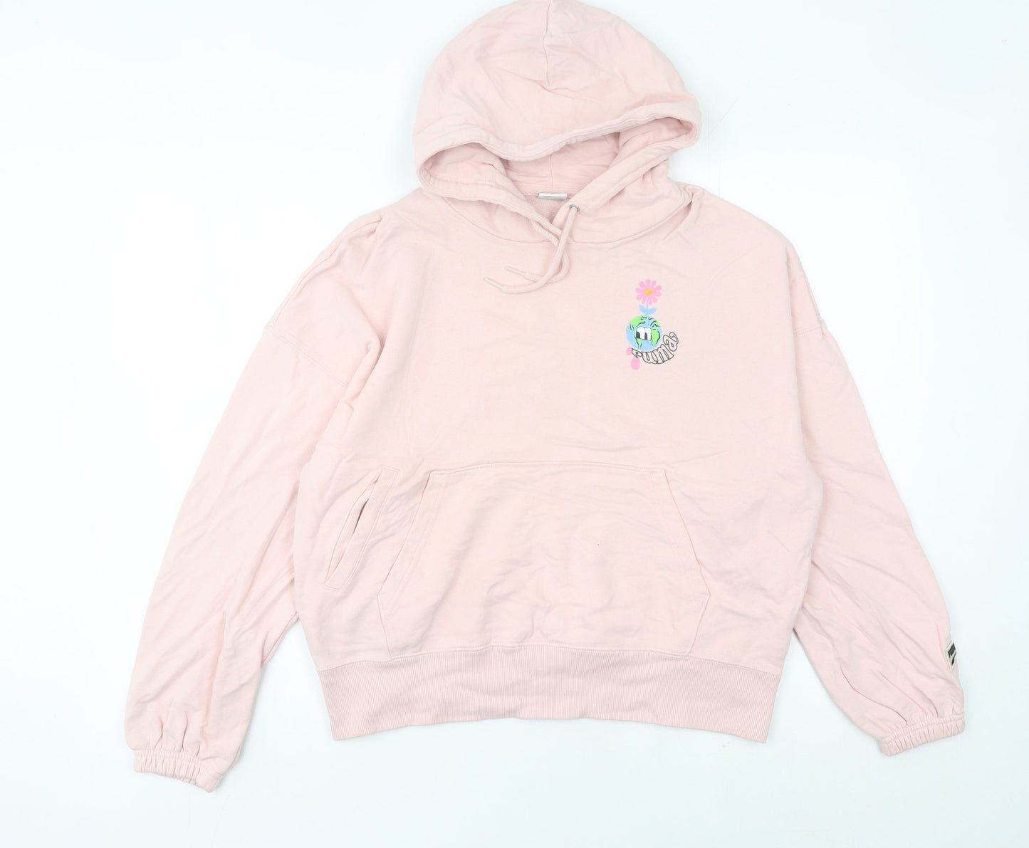 Puma Womens Pink Pullover Hoodie Size 8 Graphic Print Casual