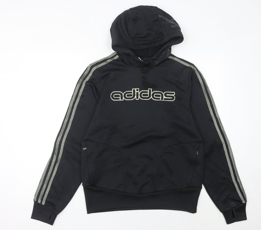 Adidas Women Black Pullover Hoodie Size 12 Logo Sportswear