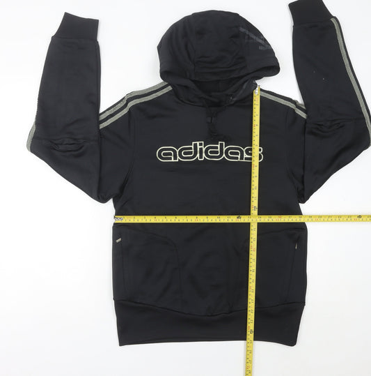 Adidas Women Black Pullover Hoodie Size 12 Logo Sportswear