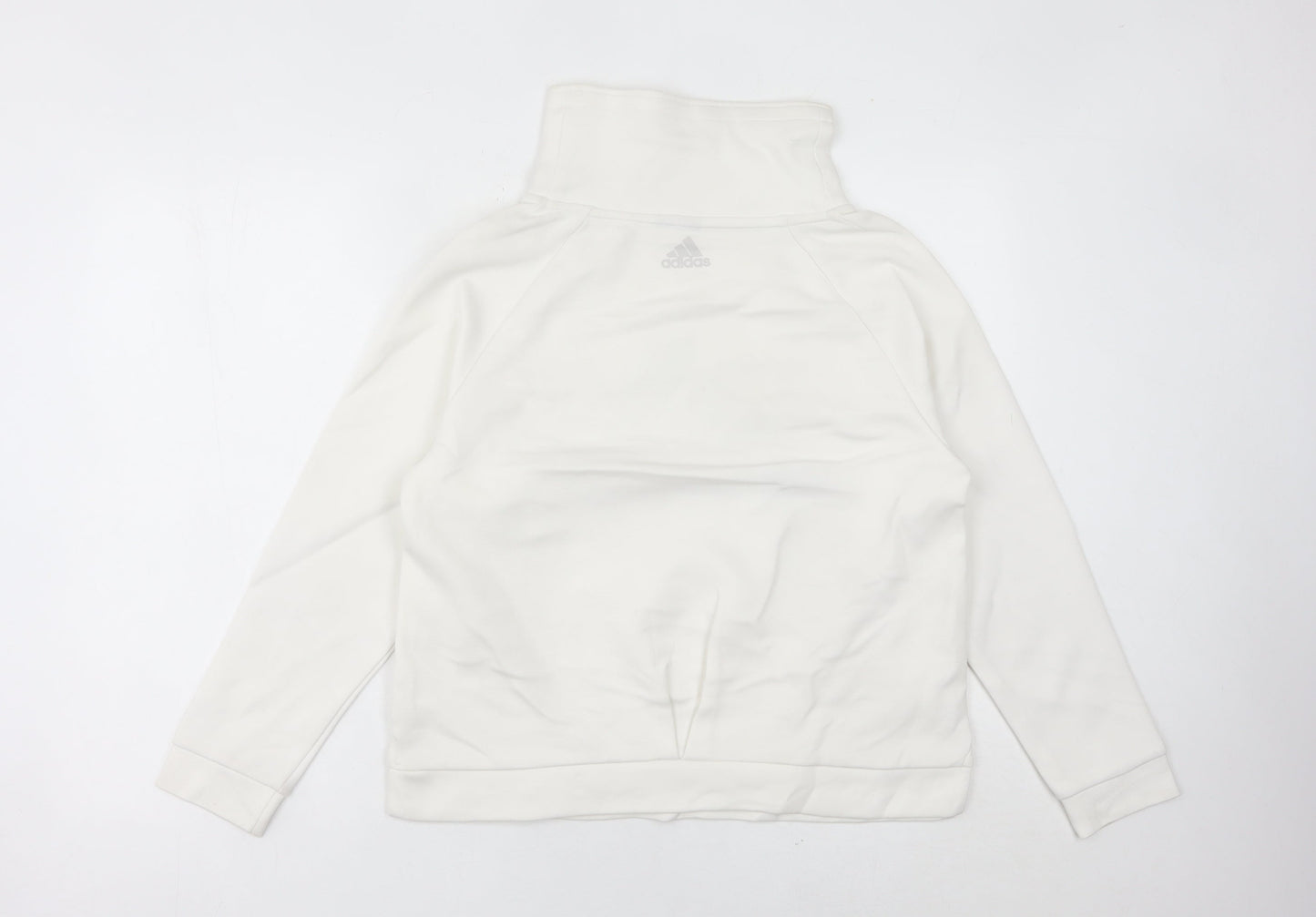 Adidas Women’s White Pullover Hoodie UK 10 Cotton Blend Logo Sport