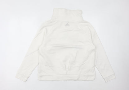 Adidas Women’s White Pullover Hoodie UK 10 Cotton Blend Logo Sport