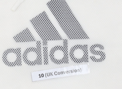 Adidas Women’s White Pullover Hoodie UK 10 Cotton Blend Logo Sport