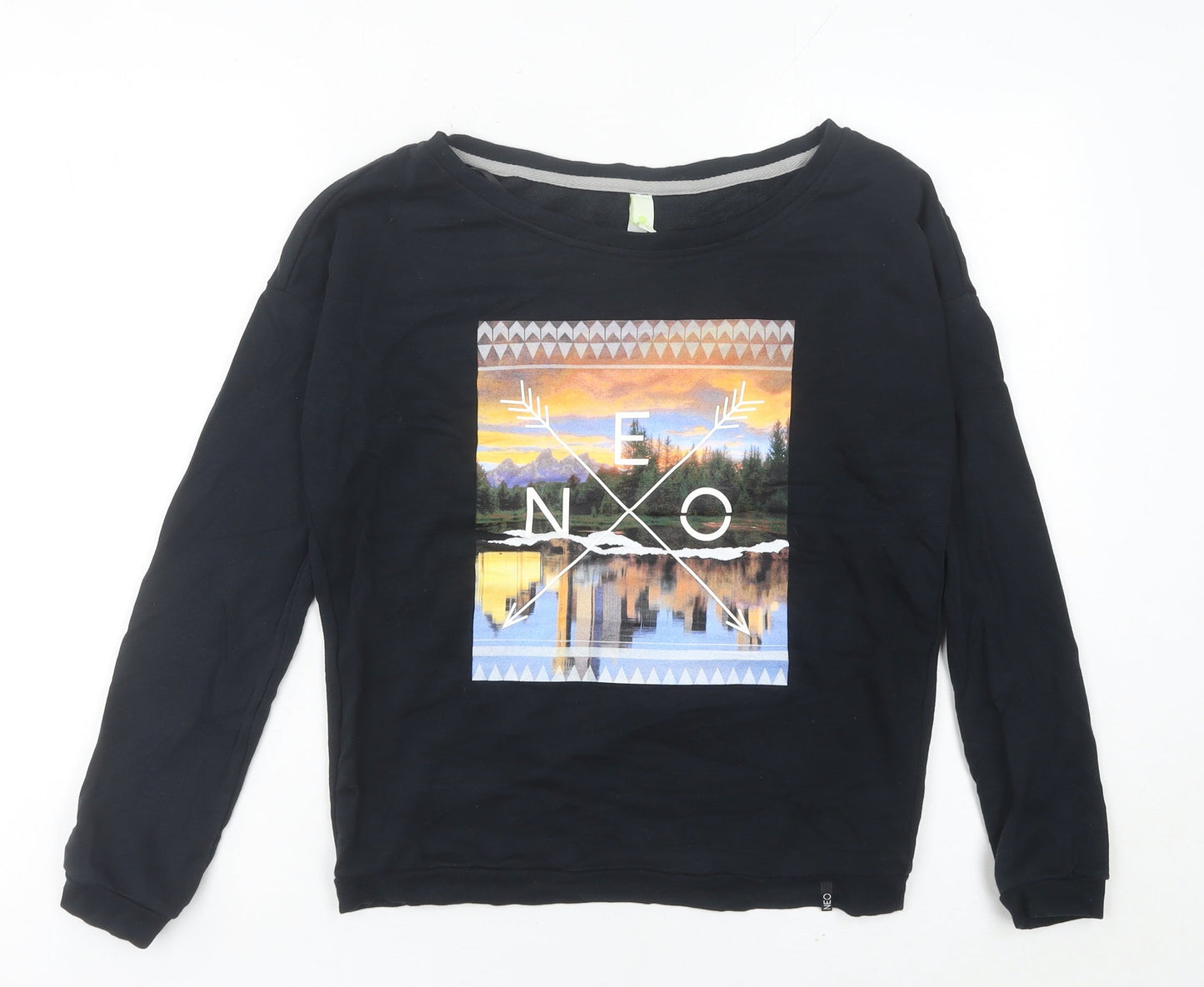 Adidas Women’s Black Sweatshirt UK 12 Pullover Graphic Logo