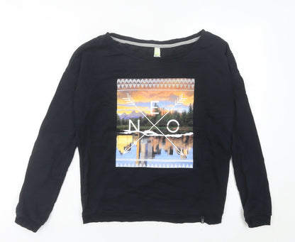 Adidas Women’s Black Sweatshirt UK 12 Pullover Graphic Logo