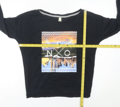 Adidas Women’s Black Sweatshirt UK 12 Pullover Graphic Logo