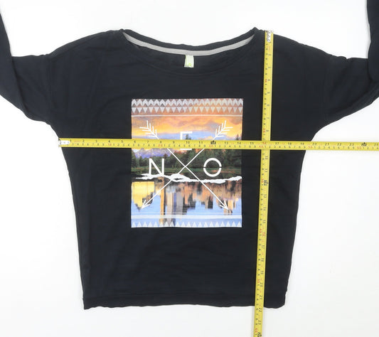 Adidas Women’s Black Sweatshirt UK 12 Pullover Graphic Logo