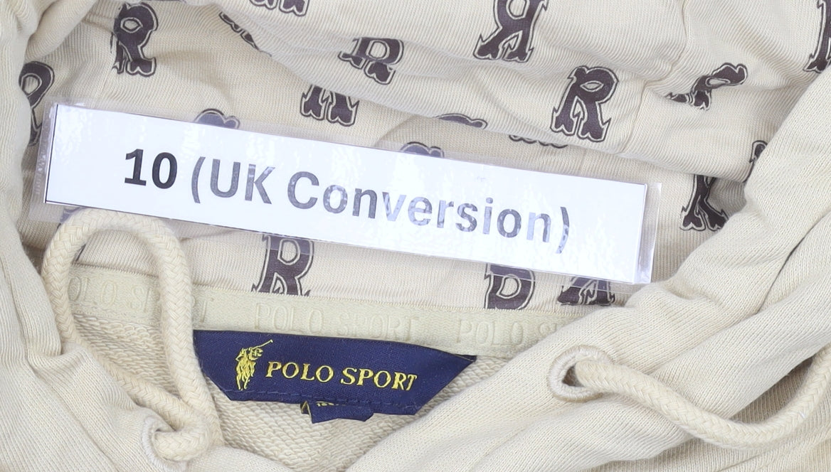 Polo Sport Women’s Beige Hoodie UK 10 Pullover Cotton Blend