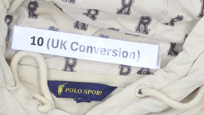 Polo Sport Women’s Beige Hoodie UK 10 Pullover Cotton Blend
