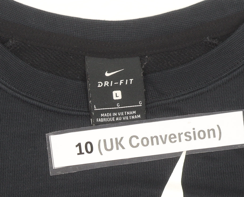 Nike Womens Black Size 10 Dri-Fit Pullover Sweatshirt Logo
