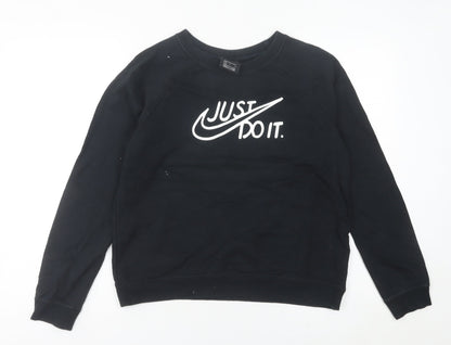 Nike Women’s Black Crew Neck Sweatshirt UK 10 Just Do It Logo