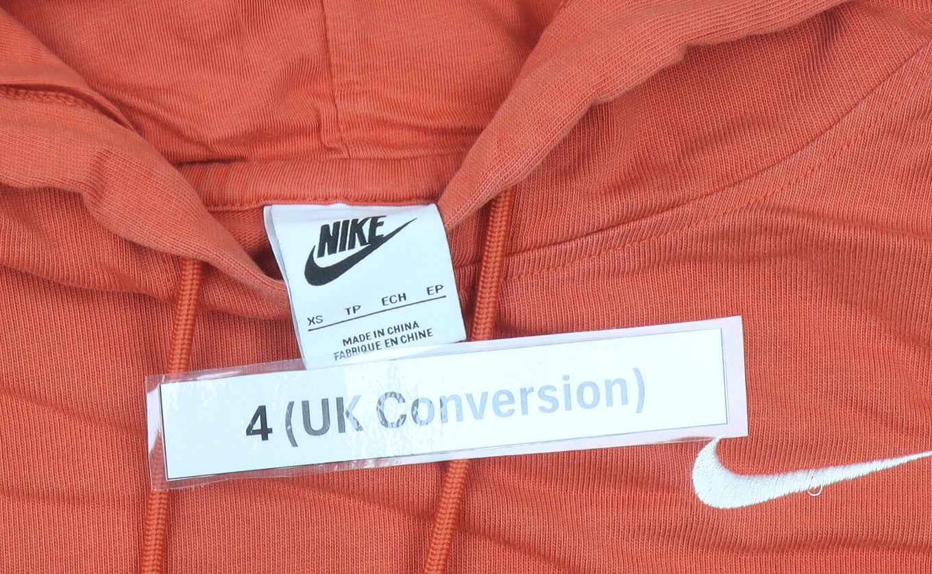 Nike Women’s Orange Pullover Hoodie Size 4 XS Cotton Sportswear