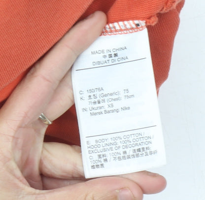Nike Women’s Orange Pullover Hoodie Size 4 XS Cotton Sportswear