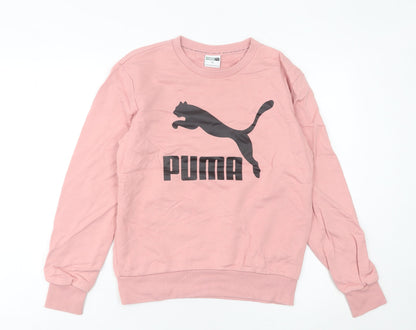 Puma Womens Pink Logo Sweatshirt Size 6 UK Pullover Casual
