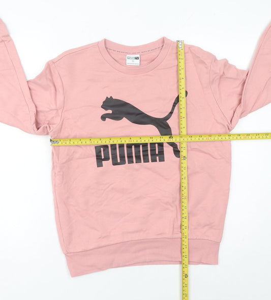 Puma Womens Pink Logo Sweatshirt Size 6 UK Pullover Casual